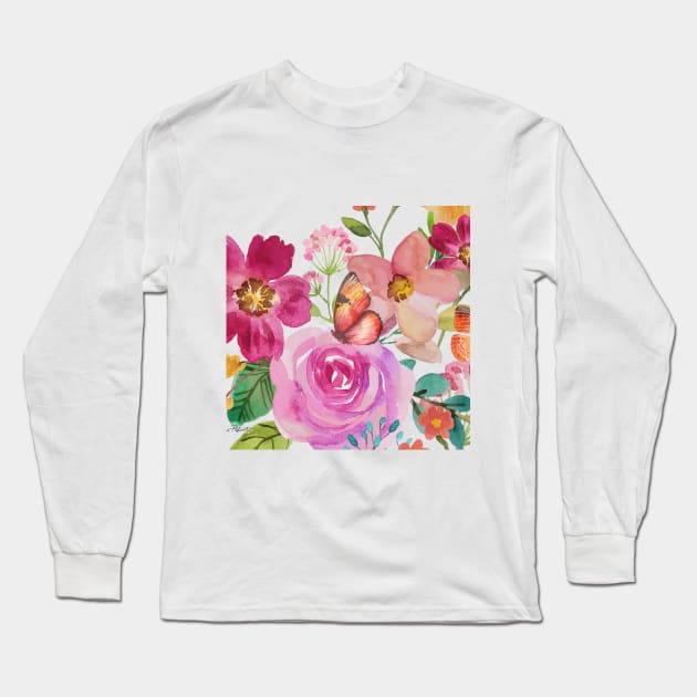 Festive Flower Garden A Long Sleeve T-Shirt by Jean Plout Designs